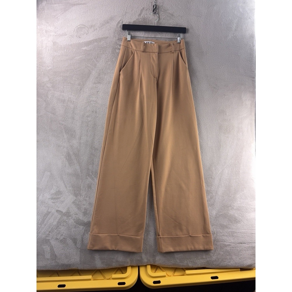 I.AM.GIA Wide Leg Pants Womens Size Small Tan High Rise Trouser Relaxed